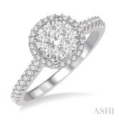 1/2 ctw Round Diamond Lovebright Halo Engagement Ring in 14K White and Yellow Gold